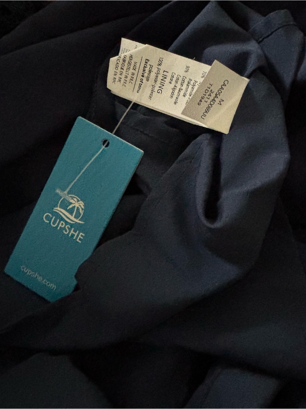 Cupshe Deep Navy V-Neck High-Low Midi Dress - Picture 9 of 10
